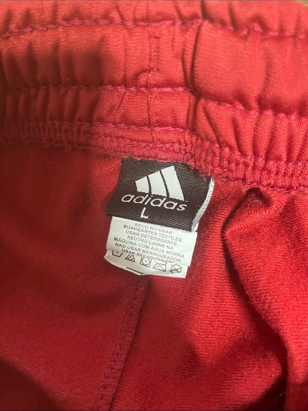 adidas Red Jogger Track Pants with White Three Stripes